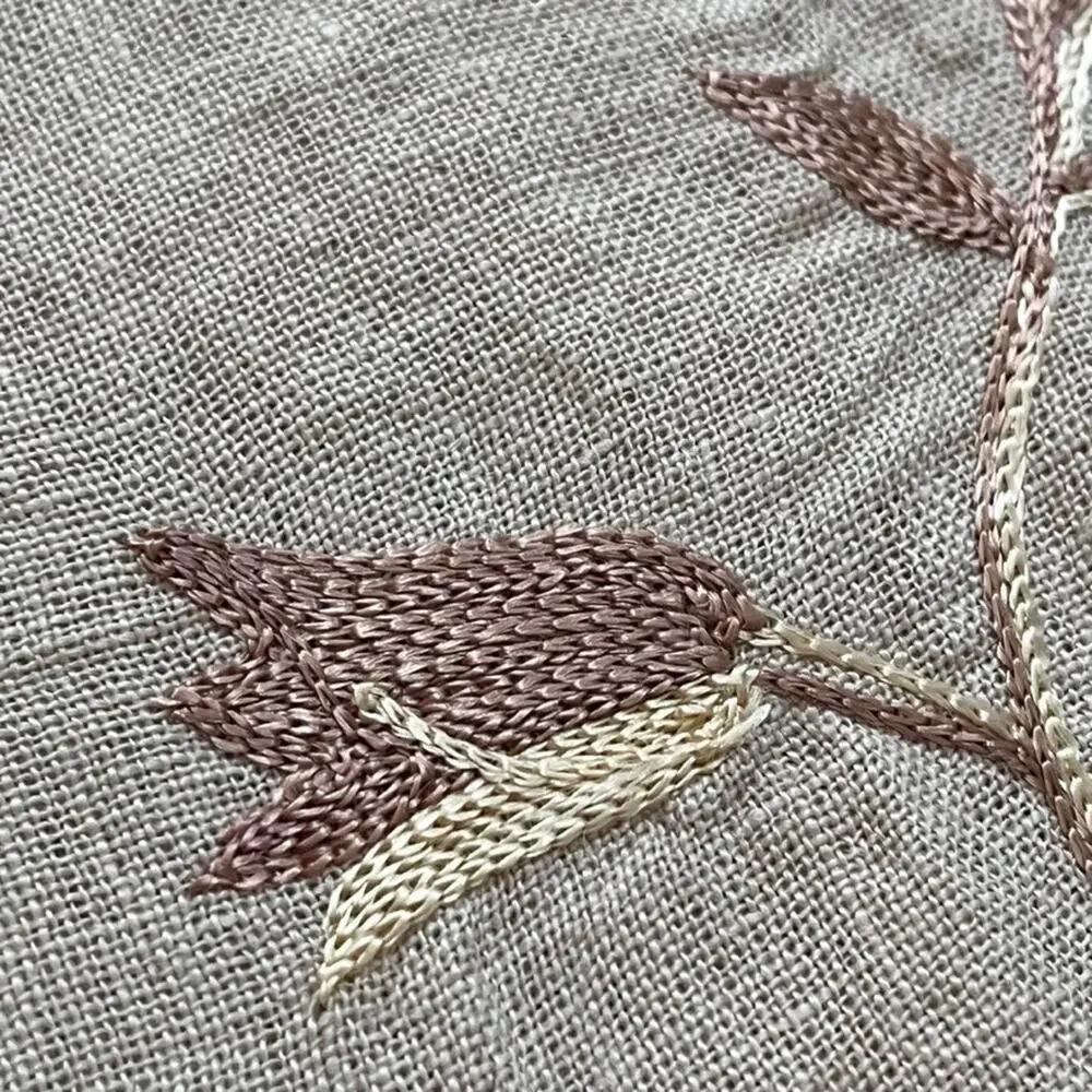 Unbranded Floral Embroidered Linen Curtain Panels (2) 38 x 82 in Light Filtering